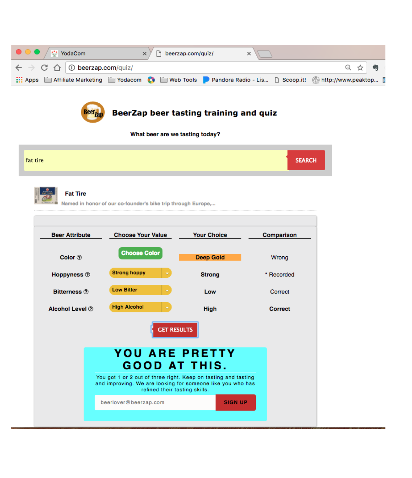 Beer Zap - Craft Beer Lovers Site and tasting improvement test